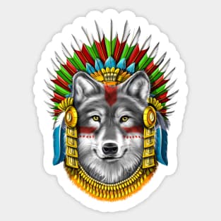 Wolf Aztec Warrior Sticker